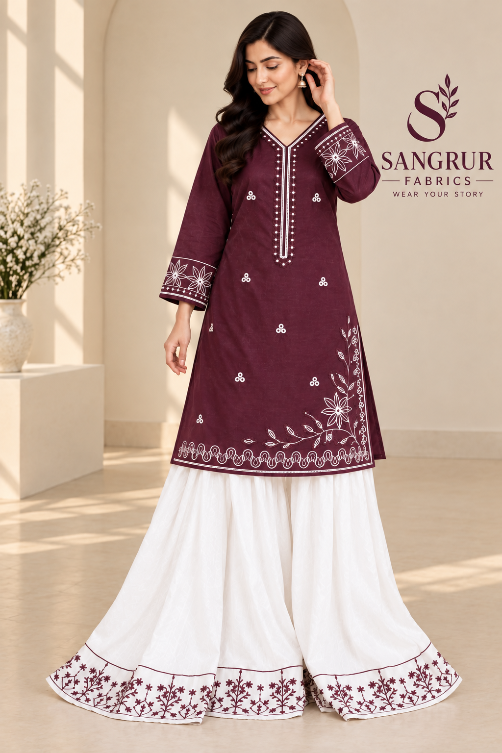 Premium Stitched Linen Embroidered 2pc Suit