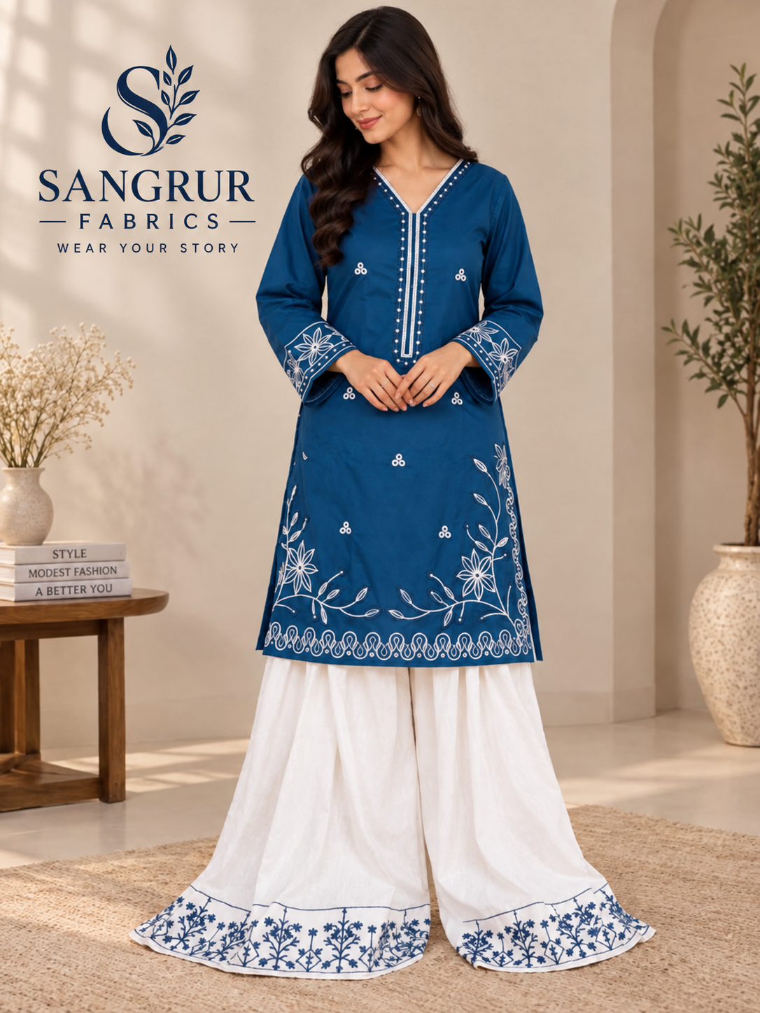 Premium Stitched Linen Embroidered 2pc Suit