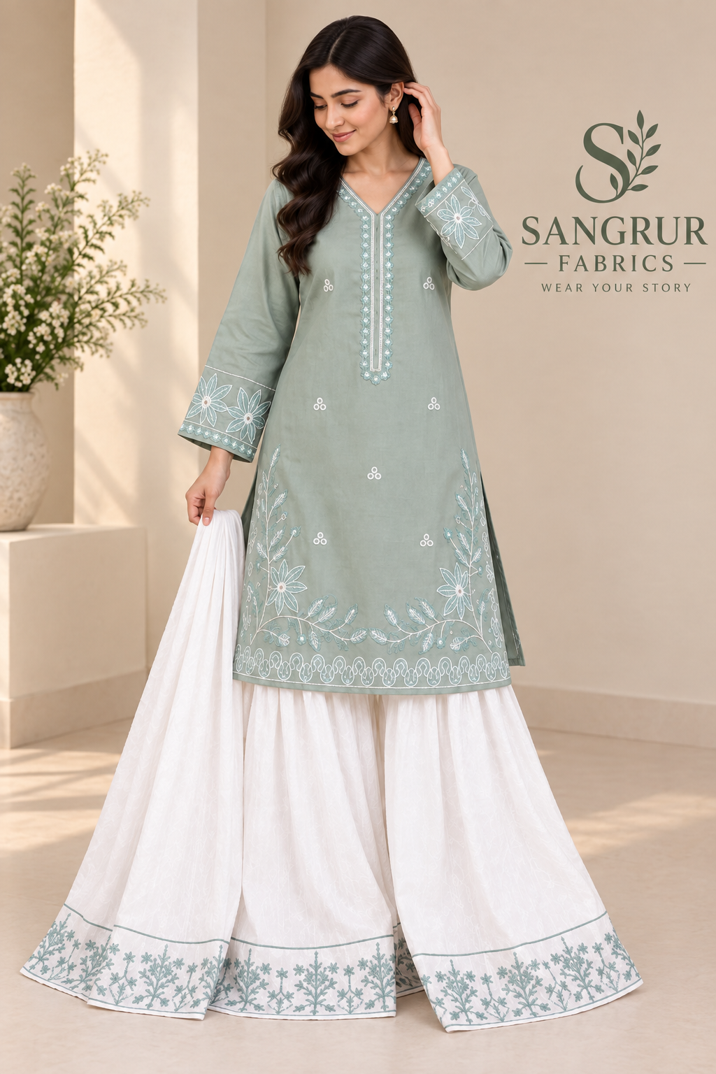Premium Stitched Linen Embroidered 2pc Suit